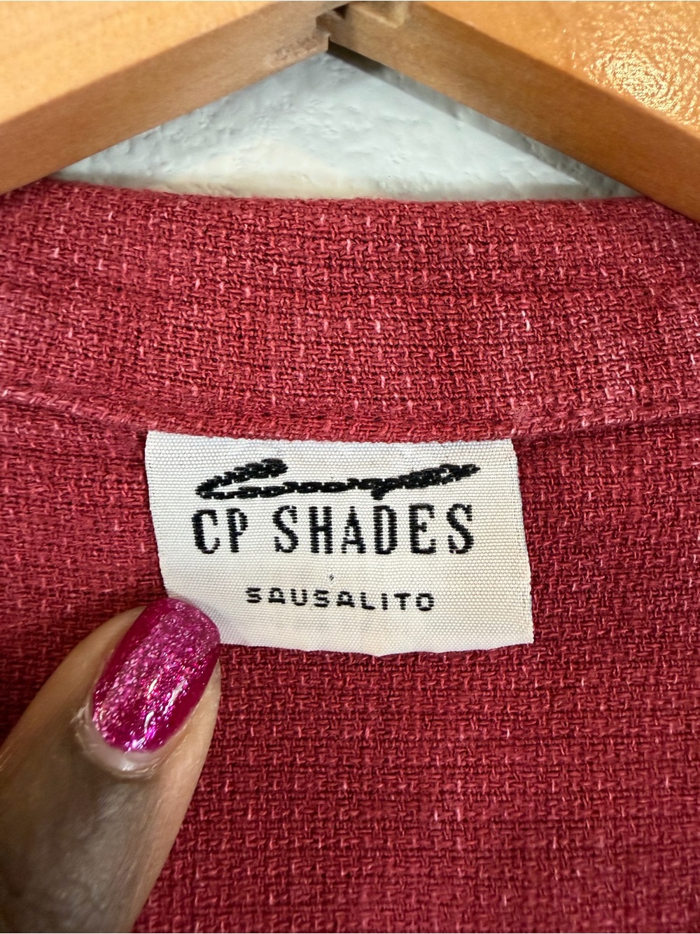 CP Shades Button Down Shirt Size L Burgundy Wine Red Boxy 3/4 Sleeve Lagenlook - Picture 4 of 7